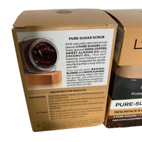 Lot of 2 L'Oreal Paris Pure Sugar Scrub Resurface and Reenergize Facial and Lips - Picture 9 of 10